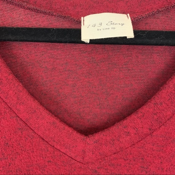 143 Story by Line Up V-Neck Sweater Cranberry Red - Picture 6 of 6